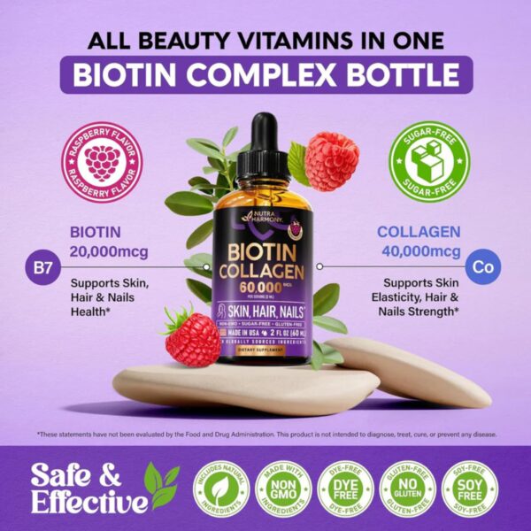 Biotin and collagen drops 60ml made in USA - Image 10